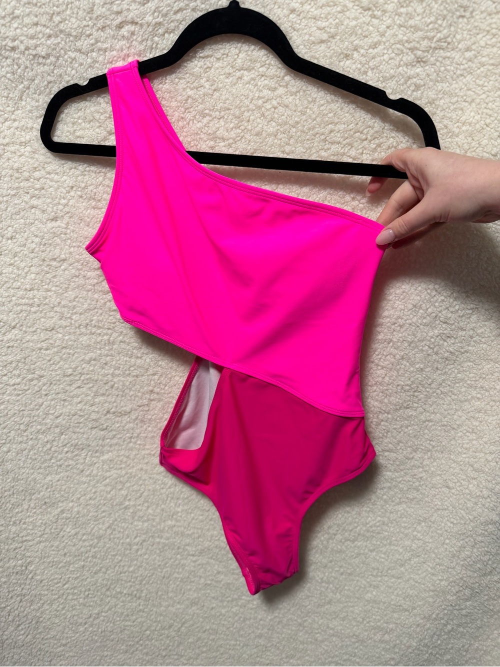 One-Shoulder Hot Pink Side Cut Out Swimsuit One Piece NWOT NEW